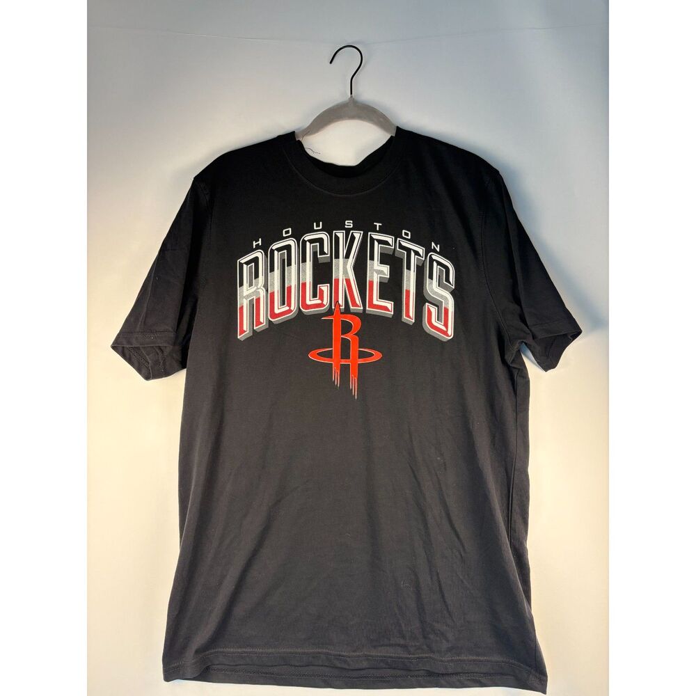 Licensed Ultra Game Mens NBA Houston Rockets Plexi Short Sleeve Shirt L  Black